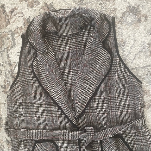 New Plus Plaid Pocket Contrasting Border Long Pants Sleeveless Vest Jacket NWT - Picture 14 of 16